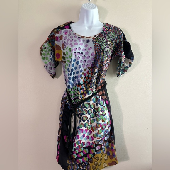 Anthropologie Silk Colorful Abstract Pattern t-shirt Dress size XS - Picture 1 of 11